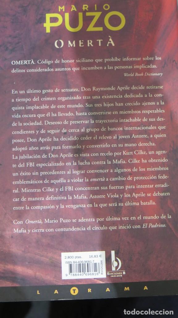 Libros de segunda mano: 2000.- OMERTA. PUZO - Foto 2