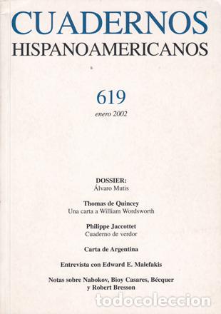 Libros de segunda mano: Cuadernos Hispanoamericanos N&ordm; 619 Dossier: Alvaro Mutis - Foto 1