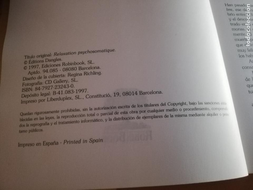 Libros de segunda mano: RELAJACION PSICOSOMATICA. MARCEL ROUET. ROBIN BOOK. 1997. - Foto 3