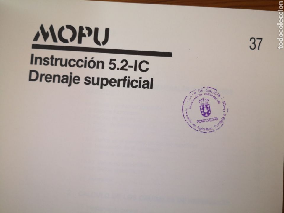 Libros de segunda mano: DRENAJE SUPERFICIAL - MOPU - INSTRUCCI&Oacute;N 5.2-IC, 1990 - Foto 2