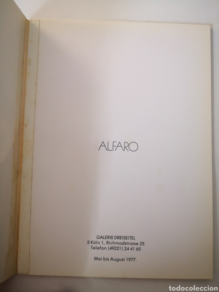 Libros de segunda mano: ALFARO - GALERIE DREISEITEL, 1977 - Foto 2