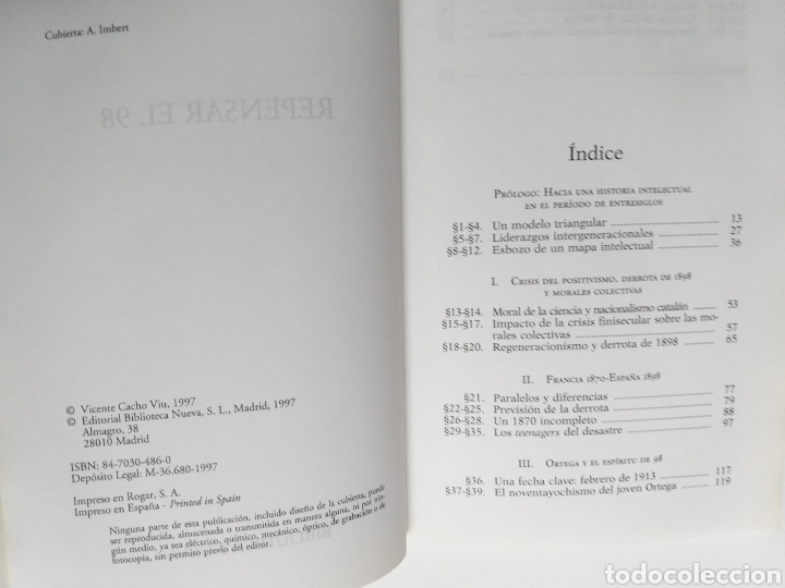 Libros de segunda mano: Repensar el noventa y ocho. Vicente Cacho viu - Foto 7