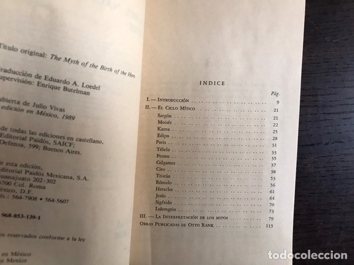 Libros de segunda mano: El mito del nacimiento del h&eacute;roe. Otto Rank. Paid&oacute;s studio - Foto 3