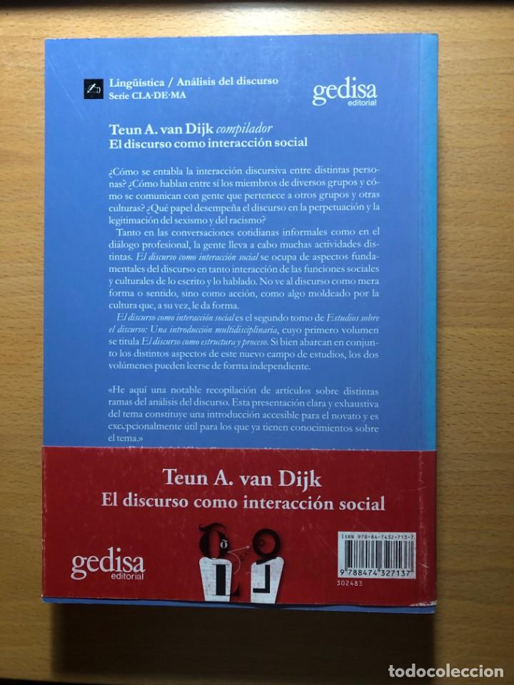 Libros de segunda mano: El discurso como interacci&oacute;n social. Teun A van Dijk (comp.). Ling&uuml;&iacute;stica. An&aacute;lisis del discurso. - Foto 2