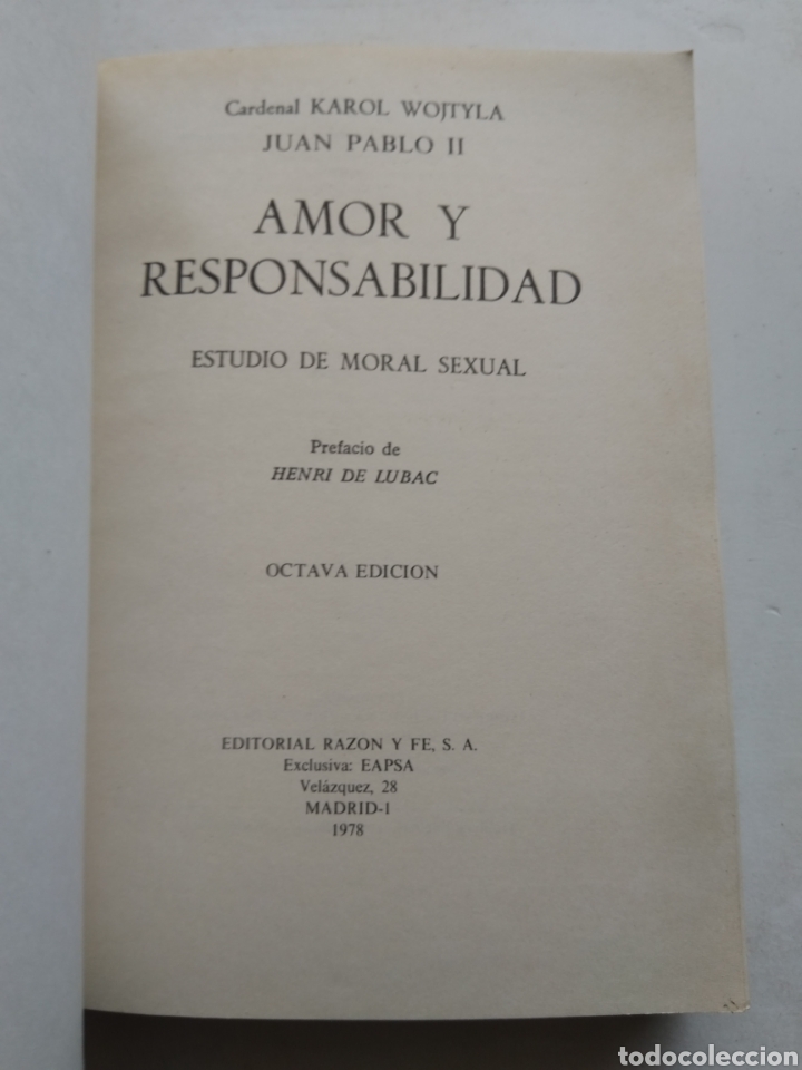 Libros de segunda mano: AMOR Y RESPONSABILIDAD/KAROL WOJTYLA - Foto 2