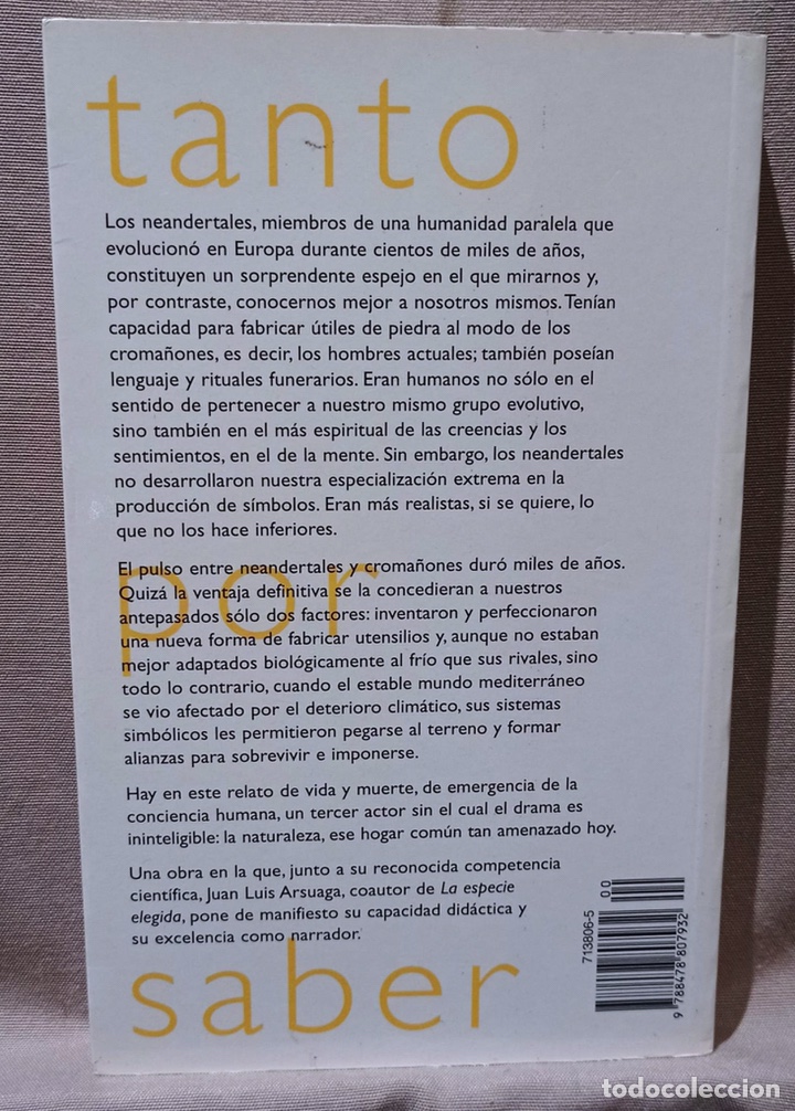 Libros de segunda mano: El collar del neandertal. Juan Luis Arsuaga. - Foto 4
