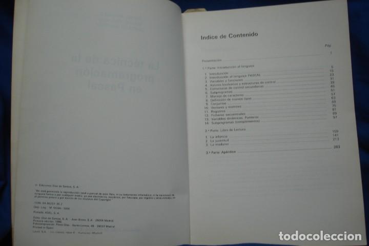 Libros de segunda mano: LA T&Eacute;CNICA DE LA PROGRAMACI&Oacute;N EN PASCAL - ED. DIAZ DE SANTOS 1&ordf; ED. 1986 - Foto 2