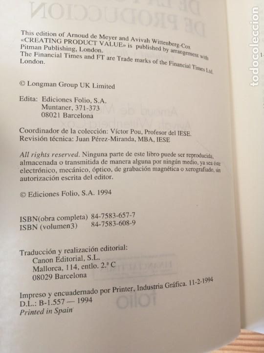 Libros de segunda mano: NUEVO ENFOQUE DE LA FUNCI&Oacute;N DE PRODUCCI&Oacute;N, ARNOD DE MEYER, FOLIO 1994, LIBRO - Foto 2