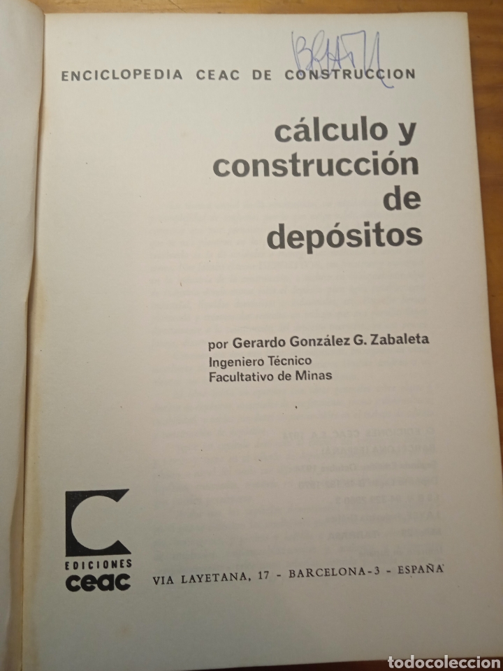 Libros de segunda mano: C&aacute;lculo y Construcci&oacute;n de Dep&oacute;sitos. Gerardo G. Zabaleta. - Foto 2