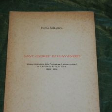 Libros de segunda mano: SANT ANDREU DE LLAVANERES - MONOGRAFIA PARROQUIA 1836-1936, DE FORTIA SOLA - MATARO 1968