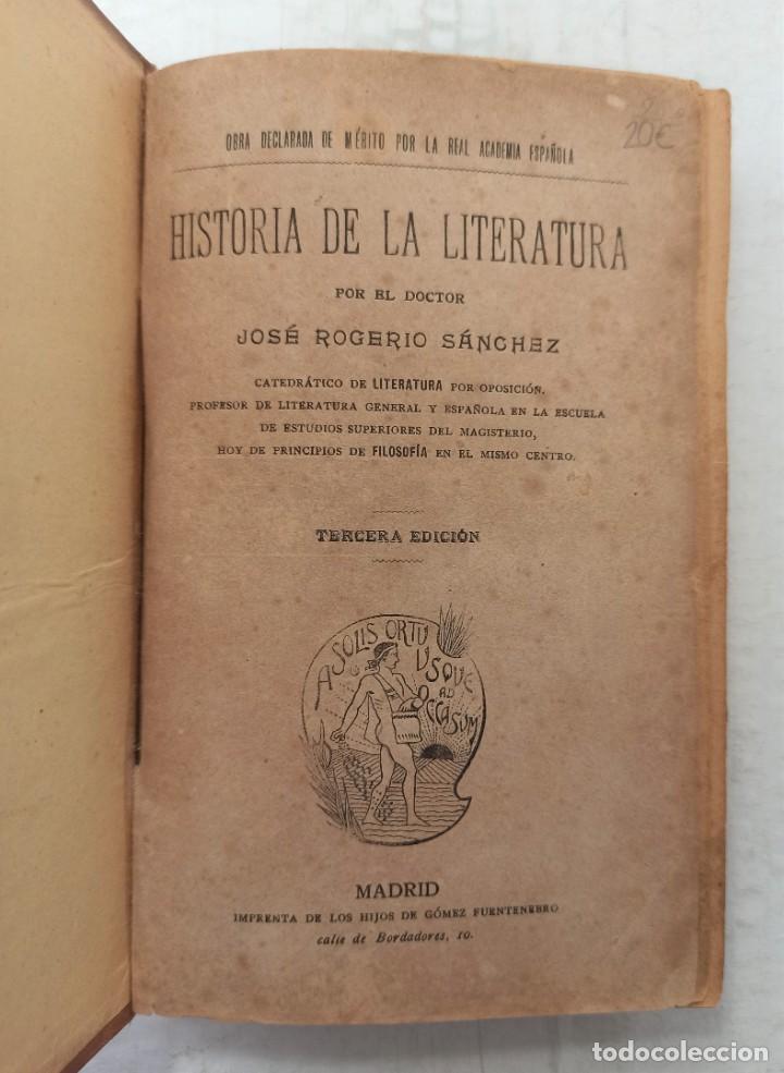 Libros de segunda mano: &rdquo;Historia de la literatura&rdquo; de Jos&eacute; Rogerio S&aacute;nchez - Foto 3