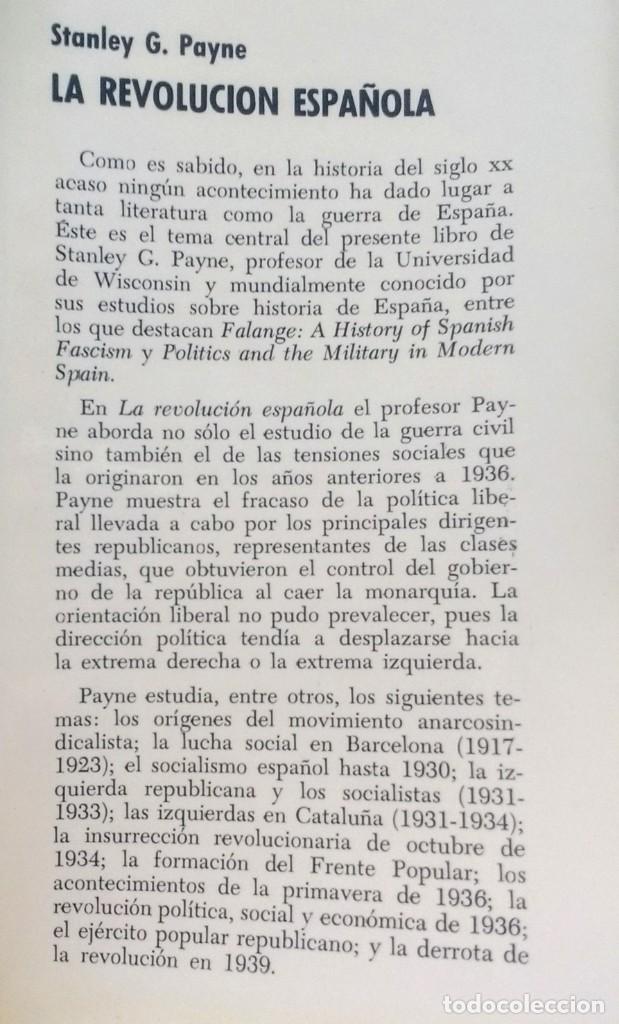 Libros de segunda mano: LA REVOLUCION ESPA&Ntilde;OLA - STANLEY G. PAYNE. - Foto 2