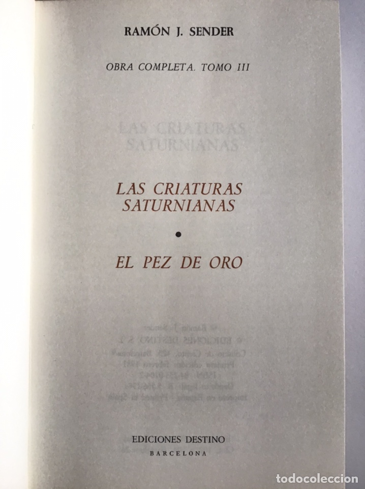 Libros de segunda mano: OBRA COMPLETA / RAM&Oacute;N J. SENDER / DESTINO 1976-1981 - Foto 2