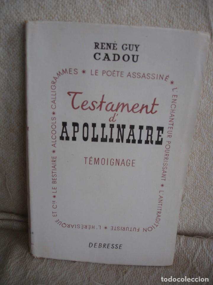 Libros de segunda mano: RENE GUY CADOU: TESTAMENT D&acute;APOLLINAIRE - Foto 1