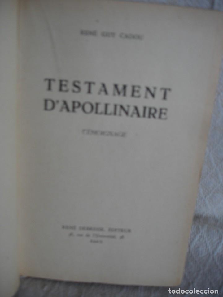 Libros de segunda mano: RENE GUY CADOU: TESTAMENT D&acute;APOLLINAIRE - Foto 2