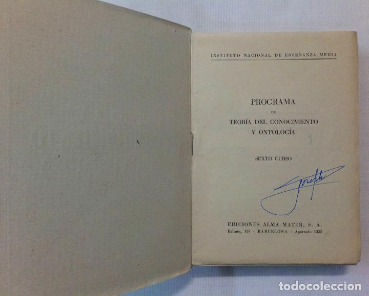 Libros de segunda mano: TEOR&Iacute;A DEL CONOCIMIENTO Y ONTOLOG&Iacute;A, 1945. - Foto 2