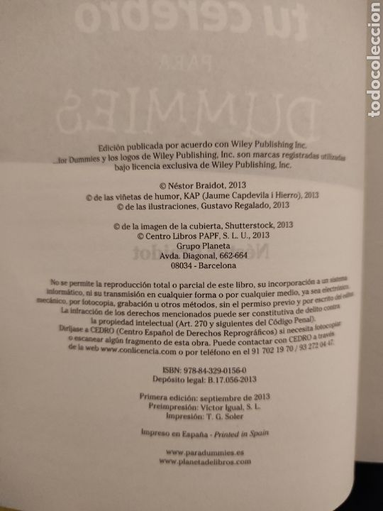 Libros de segunda mano: C&oacute;mo funciona tu cerebro para dummies. N&eacute;stor Braidot - Foto 3