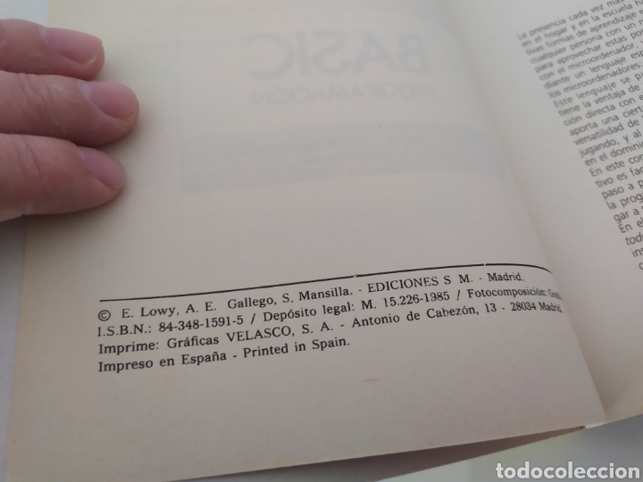 Libros de segunda mano: Basic. Programaci&oacute;n. Ernesto Lowy Frutos y otros. SM. Inform&aacute;tica - Foto 7