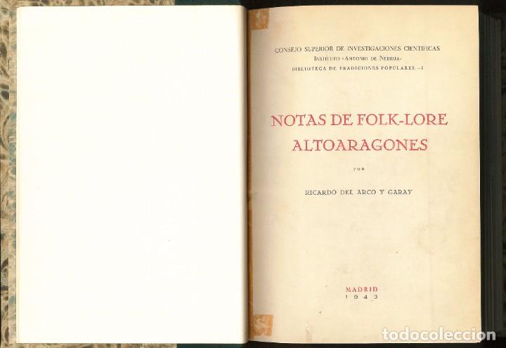 Libros de segunda mano: Notas de folklore altoaragon&eacute;s - ARCO y GARAY, Ricardo - Foto 2