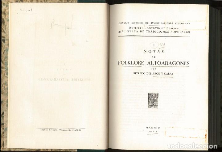 Libros de segunda mano: Notas de folklore altoaragon&eacute;s - ARCO y GARAY, Ricardo - Foto 4