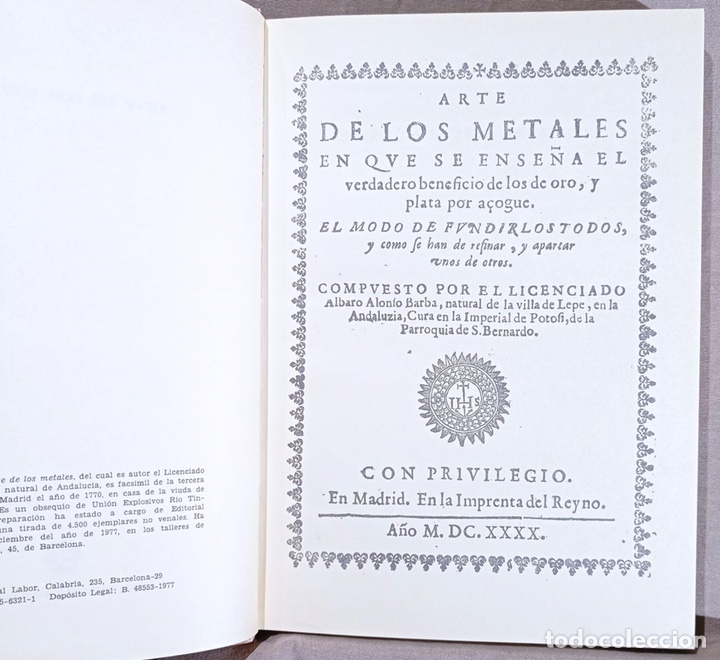 Libros de segunda mano: Arte de los metales. Albaro Alonso Barba.ENV&Iacute;O GRATIS - Foto 1