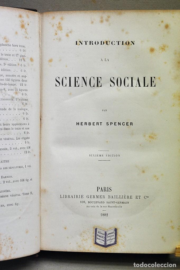 Libros de segunda mano: Introduction a la science sociale. Herbert Spencer - Foto 2