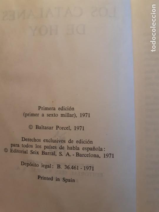 Libros de segunda mano: Libro Los catalanes de hoy -Baltasar Porcel- - Foto 3