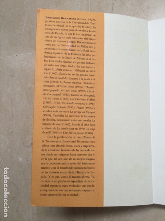 Libros de segunda mano: HISTORIA DE LA TAUROMAQUIA. Bartolom&eacute; Bennassar - Foto 2
