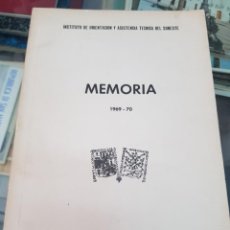 Libros de segunda mano: MEMORIA INSTITUTO DE ORIENTACION Y ASISTENCIA TECNICA DEL SURESTE 1971 MURCIA RIO SEGURA EDAFOLOGIA