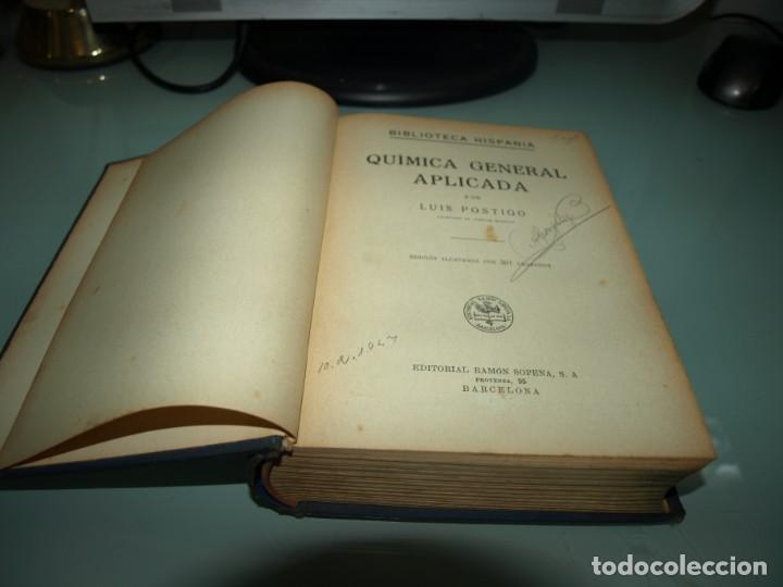Libros de segunda mano: Quimica General Aplicada,Luis Postigo, Edit. Ramon Sopena - Foto 1