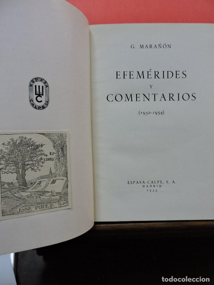 Libros de segunda mano: Efem&eacute;rides y comentarios (1952-1954). MARA&Ntilde;&Oacute;N, Gregorio. Espasa Calpe 1955 - Foto 2