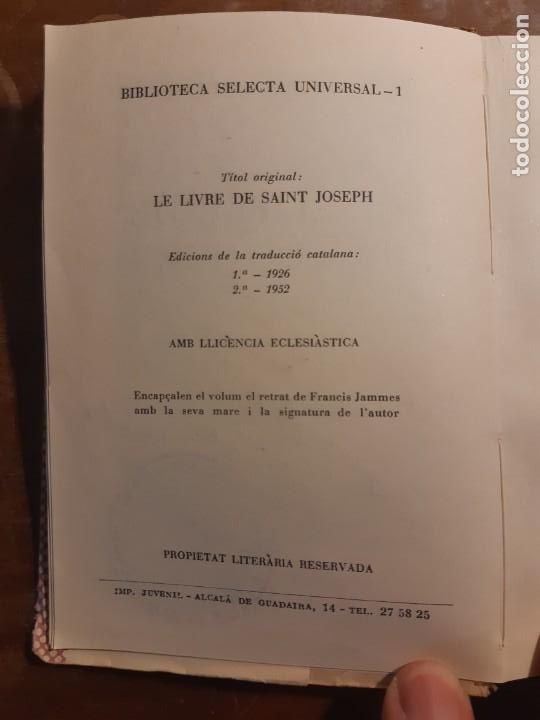 Libros de segunda mano: El llibre de sant Josep Francis James - Foto 3
