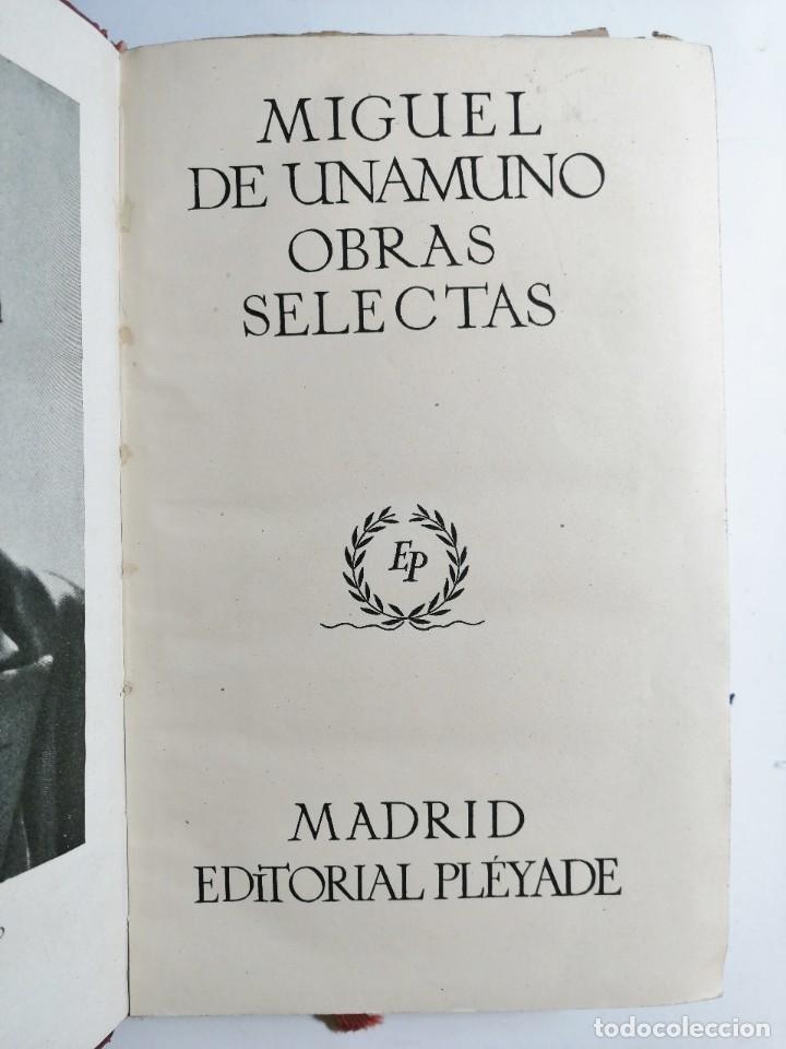 Libros de segunda mano: MIGUEL DE UNAMUNO. OBRAS SELECTAS. EDITORIAL PL&Eacute;YADE. 1946. - Foto 2