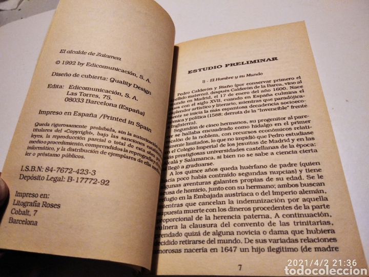 Libros de segunda mano: Calder&oacute;n de la Barca, el alcalde de Zalamea - Foto 3