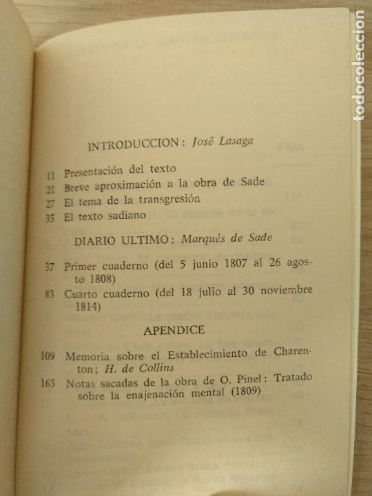Libros de segunda mano: Diario &uacute;ltimo. Marqu&eacute;s de Sade. 1973 - Foto 5