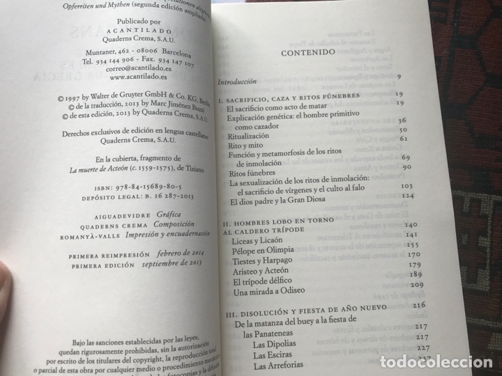 Libros de segunda mano: Homo Necans. Walter Brunert. Acantilado. Como nuevo - Foto 4