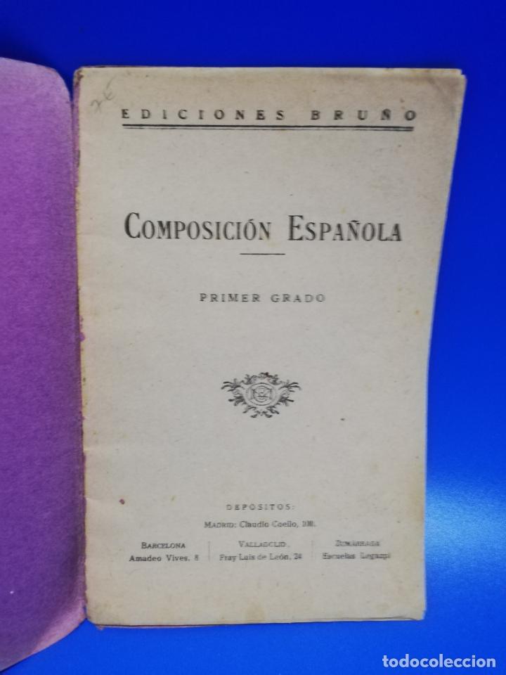 Libros de segunda mano: COMPOSICION ESPA&Ntilde;OLA. PRIMER GRADO. EDICIONES BRU&Ntilde;O. 1941. PAGS. 50. - Foto 3