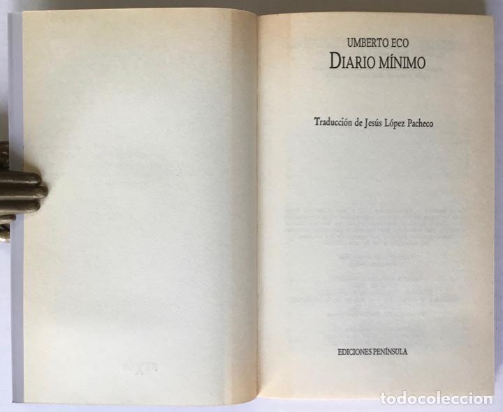 Libros de segunda mano: DIARIO M&Iacute;NIMO. - ECO, Umberto. - Foto 2