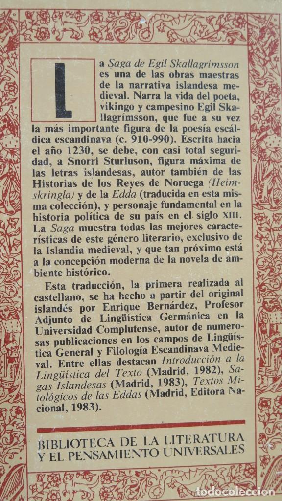 Libros de segunda mano: SAGA DE EGIL SKALLA-GRIMSSON. SNORRI STURLUSON - Foto 2