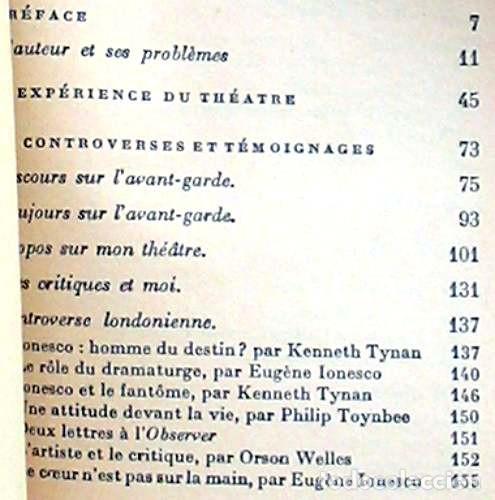 Libros de segunda mano: NOTES ET CONTRA-NOTES - EUGENE IONESCO - EDITIONS GALLIMARD 1972 - VER INDICE - Foto 2
