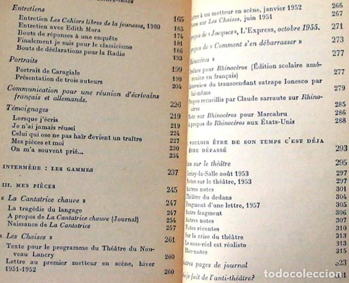 Libros de segunda mano: NOTES ET CONTRA-NOTES - EUGENE IONESCO - EDITIONS GALLIMARD 1972 - VER INDICE - Foto 3