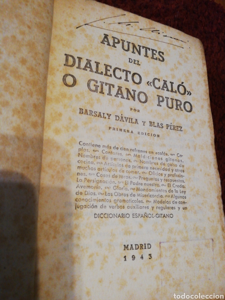 Libros de segunda mano: APUNTES DEL DIALECTO CAL&Oacute; O GITANO PURO 1943 - Foto 3