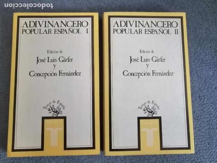 Libros de segunda mano: Adivinancero popular espa&ntilde;ol I y II (Jos&eacute; Luis G&aacute;rfer y Concepci&oacute;n Fernandez) 1983