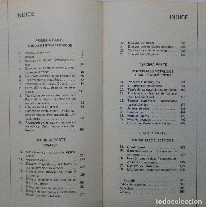 Libros de segunda mano: CIENCIA DE MATERIALES. TEOR&Iacute;A &ndash; ENSAYOS &ndash; TRATAMIENTOS. - Foto 3
