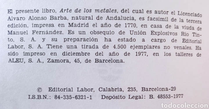 Libros de segunda mano: LIBRO ARTE DE LOS METALES EDICI&Oacute;N FACS&Iacute;MIL TIRADA LIMITADA - Foto 5
