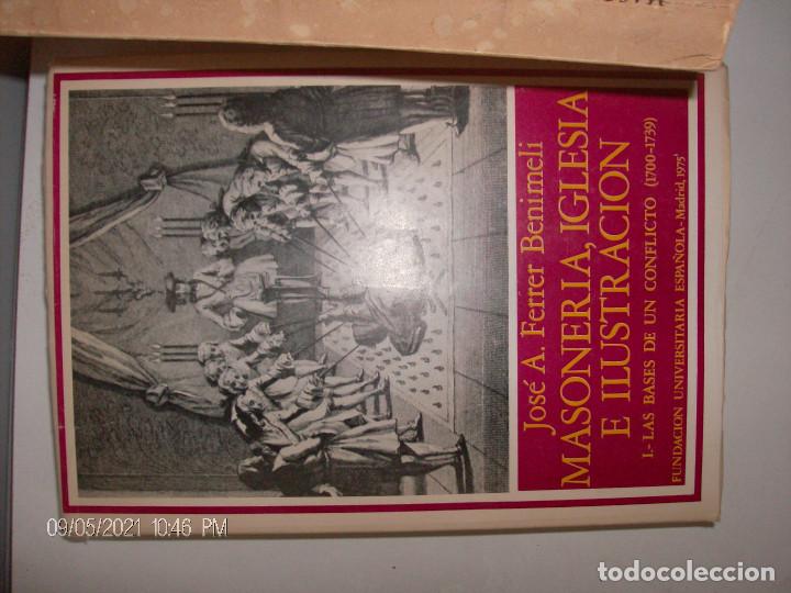 Libros de segunda mano: Masoner&iacute;a, Iglesia e Ilustraci&oacute;n. Ferrer Benimeli. - Foto 1