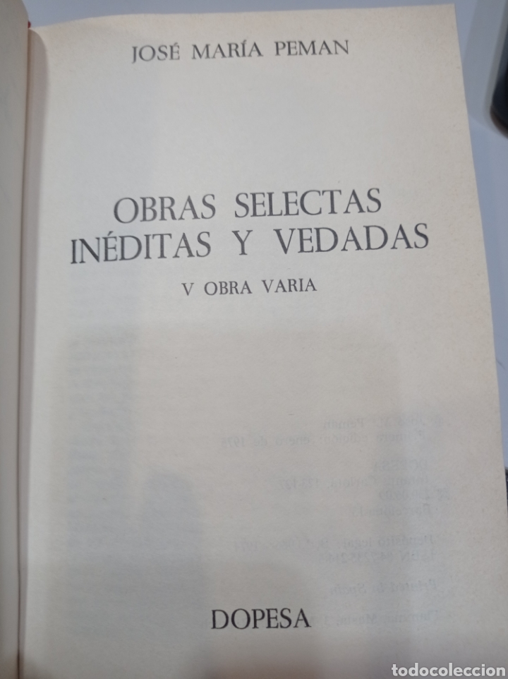Libros de segunda mano: Jos&eacute; M. Pem&aacute;n. Obras in&eacute;ditas y vedadas. 5 Tomos. - Foto 21