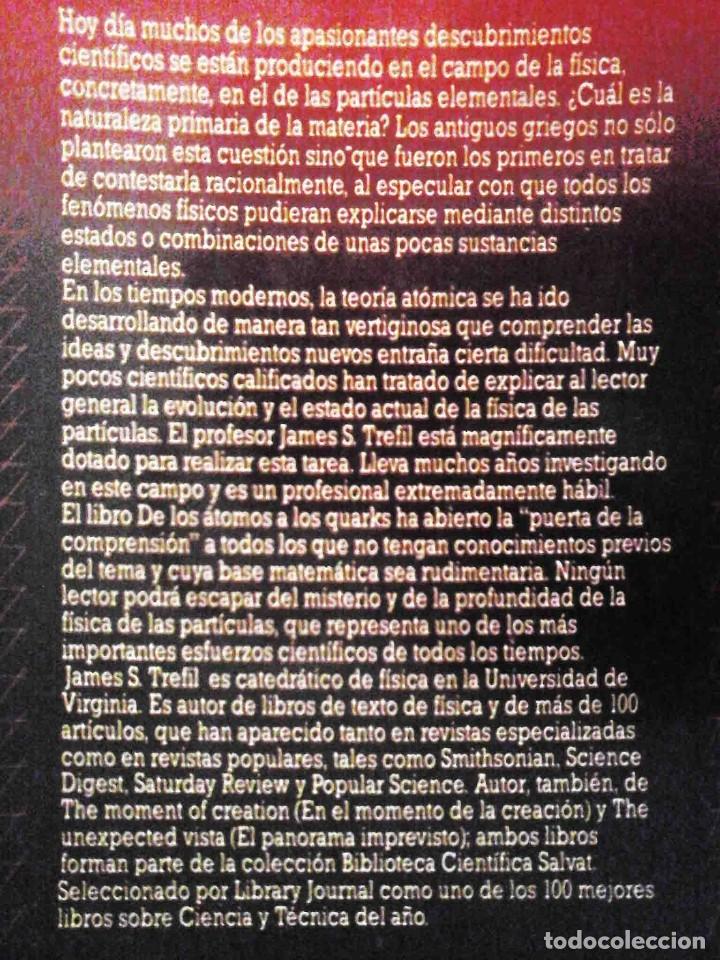 Libros de segunda mano: De los &aacute;tomos a los quarks (James S. Trefil) Biblioteca Cient&iacute;fica Salvat 1985 - Foto 3