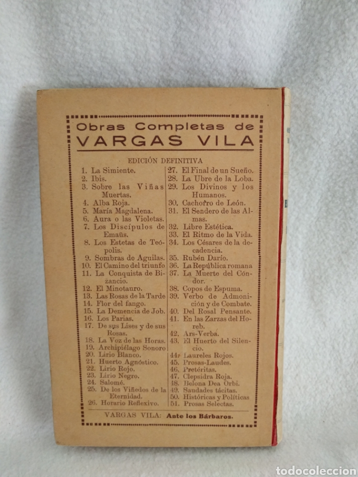 Libros de segunda mano: El huerto del silencio. Obras completas de Vargas Vila. - Foto 2