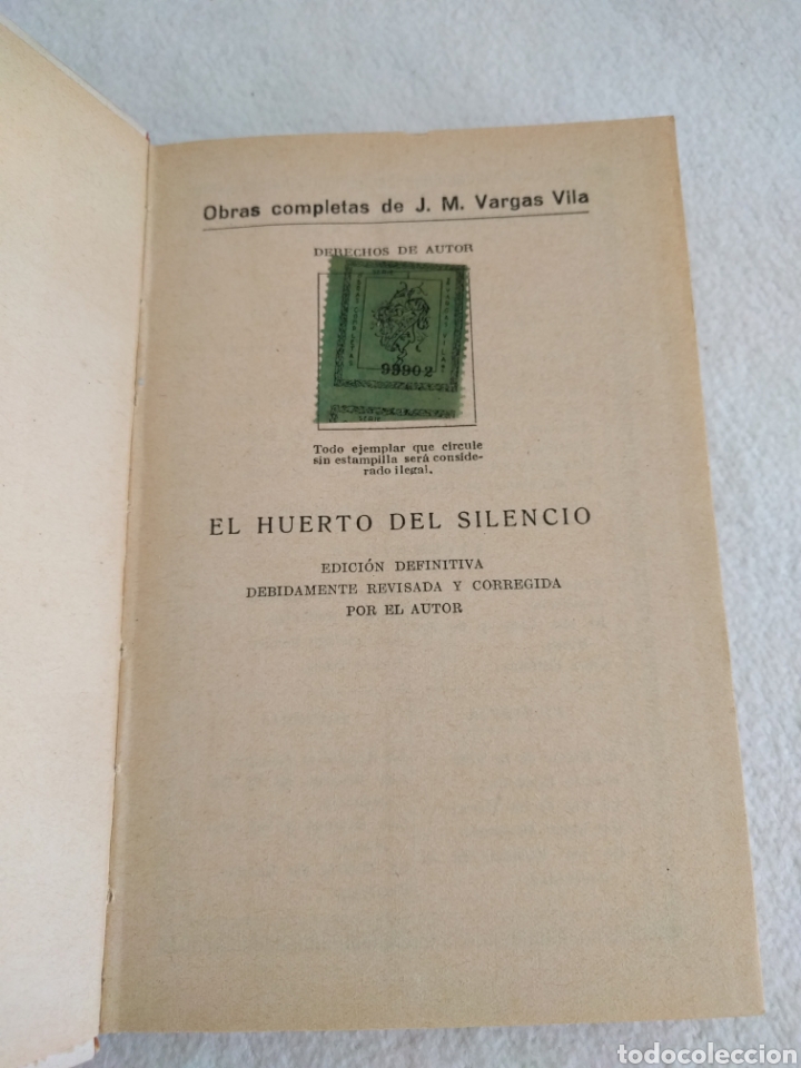 Libros de segunda mano: El huerto del silencio. Obras completas de Vargas Vila. - Foto 3